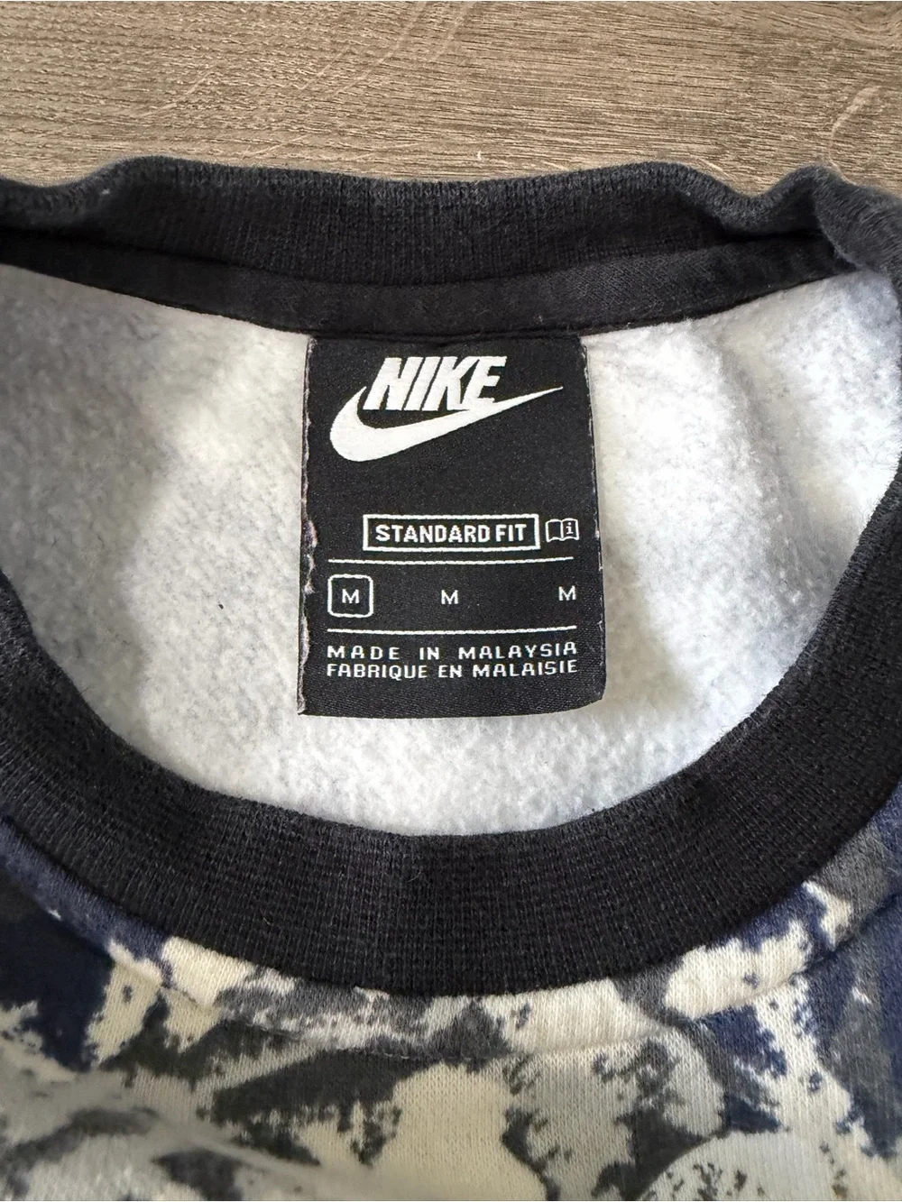 Nike White Hoodie with Pink Swoosh & Navy Camo Gold-Logo Sweatshirt Set